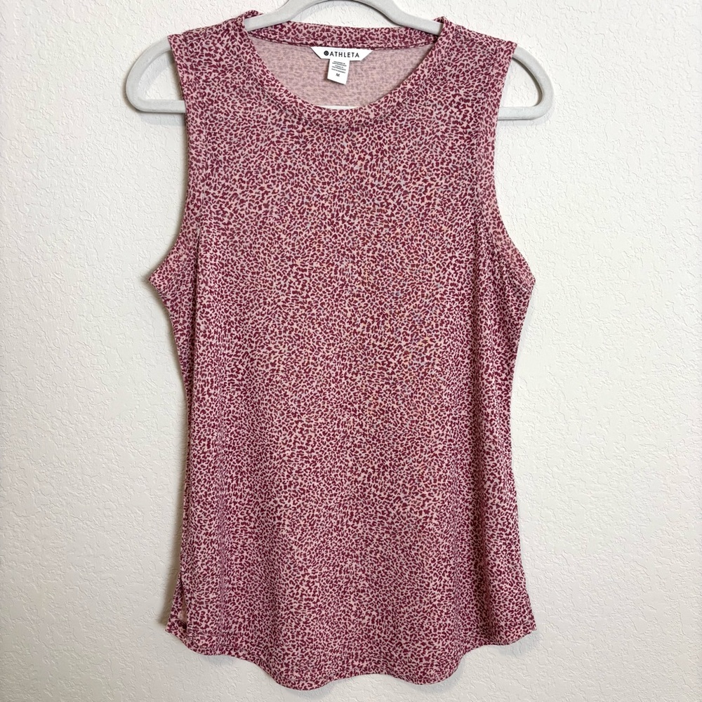 Athleta Pink Leopard Sleeveless Tank Top Women’s Medium Athletic Gym Pickleball